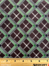 Load image into Gallery viewer, Authentic Vintage Green and Brown Plaid Cotton - By the Yard - 34&quot; Wide - 1930s or 1940s
