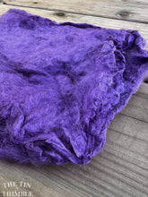 Load image into Gallery viewer, Silk Mulberry Hankies for Spinning or Felting in Florence Purple / 3 Grams / 100% Silk Hankies
