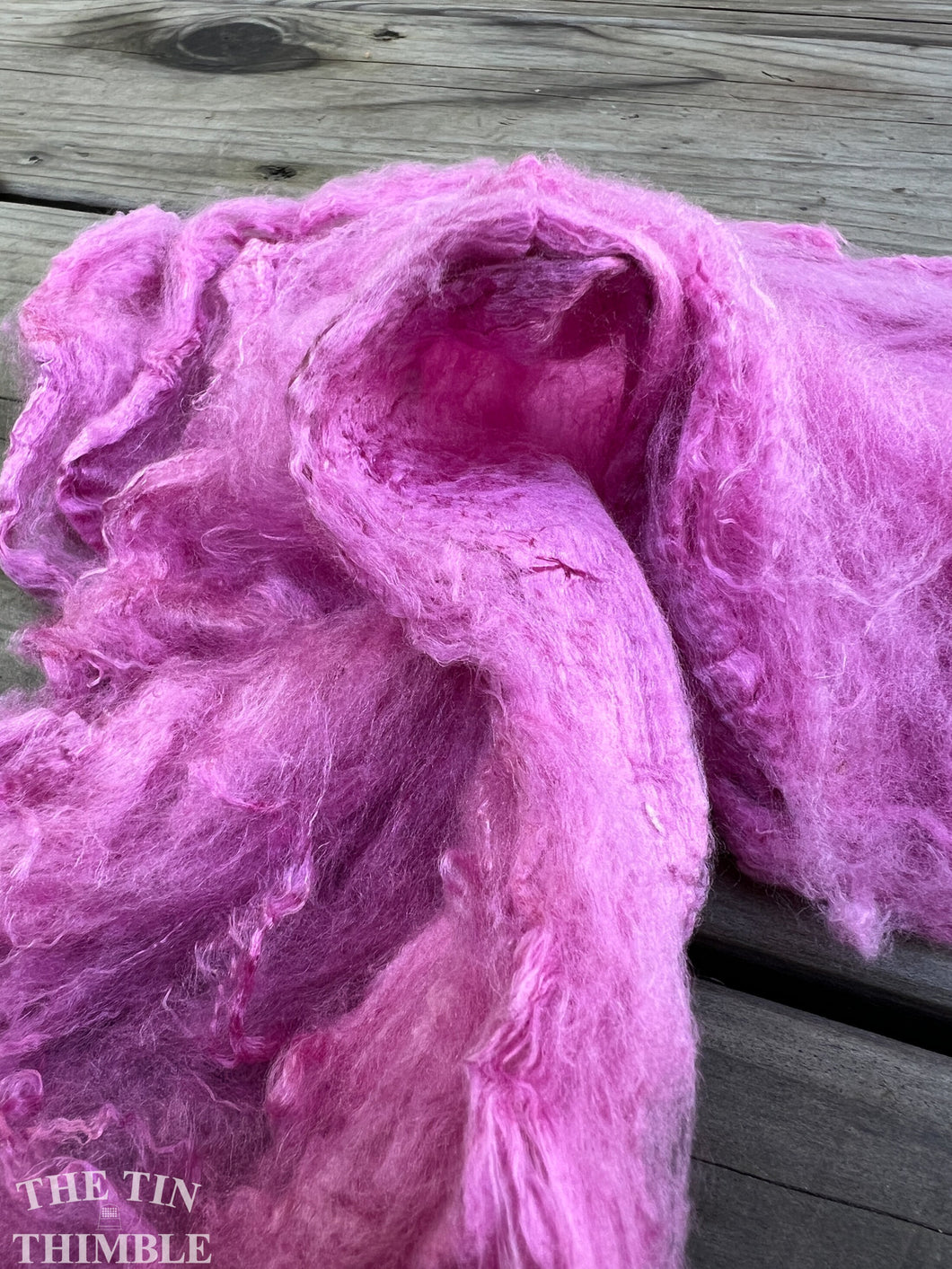 Silk Mulberry Hankies for Spinning or Felting in Cyclamen Pink Purple / 3 Grams / 100% Silk Hankies