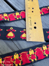 Load image into Gallery viewer, 100% Cotton Vintage Embroidered Trim - Black, Red, Yellow Girl in Dress Trim - Sold by the Half Yard
