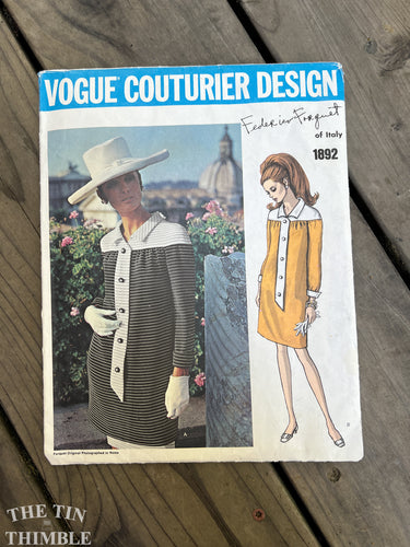 Vintage 1960s Vogue Couturier Designs 1892 Federico Forquet Dress Size 10 Breast 32.5