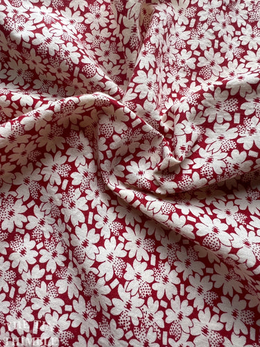 Reproduction Red and White Floral Print Cotton - 43