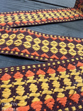 Load image into Gallery viewer, 100% Cotton Vintage Embroidered Trim - Brown, Yellow and Orange - 1 Yard
