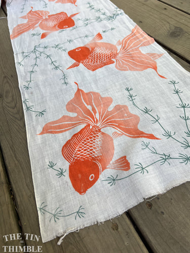 100% Cotton Vintage Japanese Yukata Fabric - Koi Fish Print Cotton Kimono Fabric - 13.5