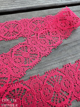 Load image into Gallery viewer, Vintage Lace Trim - By the Half Yard - Pink Nylon Eyelash Lace - 1&quot; Wide
