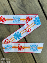 Load image into Gallery viewer, Vintage Embroidered Nautical Trim - Red, Blue, White and Gold Floral Trim - Sold by the Half Yard
