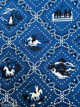 Load image into Gallery viewer, Vintage Blue Handkerchief/Bandana Cowboy Print Fabric - By the Yard - 100% Cotton - 43&quot; Wide
