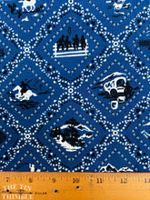 Load image into Gallery viewer, Vintage Blue Handkerchief/Bandana Cowboy Print Fabric - By the Yard - 100% Cotton - 43&quot; Wide
