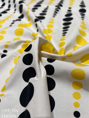 Vintage Mid Century Cotton Fabric - Mid Mod Yellow and Black Fabric - Authentic Vintage - 1 3/8 Yards