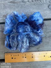 Load image into Gallery viewer, Hand Dyed Throwsters Waste Silk / 1/8 Ounce of 100% Silk Threads in the color &#39;Stormy Sky&#39;
