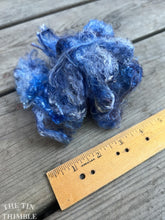 Load image into Gallery viewer, Hand Dyed Throwsters Waste Silk / 1/8 Ounce of 100% Silk Threads in the color &#39;Stormy Sky&#39;
