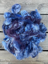 Load image into Gallery viewer, Hand Dyed Throwsters Waste Silk / 1/8 Ounce of 100% Silk Threads in the color &#39;Stormy Sky&#39;
