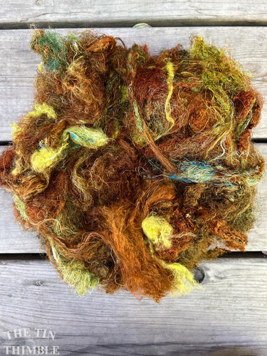 Hand Dyed Throwsters Waste Silk / 1/8 Ounce of 100% Silk Threads in 