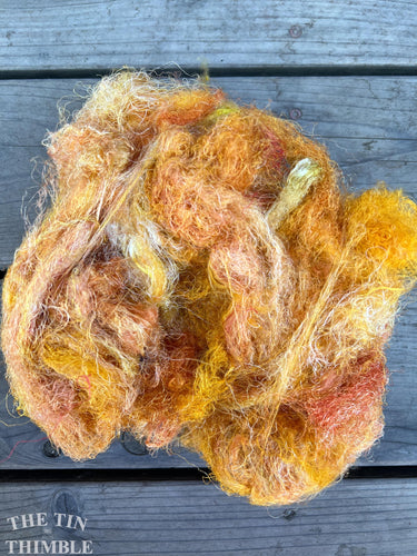 Hand Dyed Throwsters Waste Silk / 1/8 Ounce of 100% Silk Threads in 