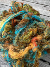 Load image into Gallery viewer, Hand Dyed Throwsters Waste Silk / 1/8 Ounce of 100% Silk Threads in the color &#39;Southwest&#39;
