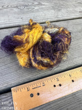 Load image into Gallery viewer, Hand Dyed Throwsters Waste Silk / 1/8 Ounce 100% Silk Threads in &#39;Pansy&#39;
