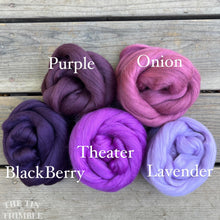 Load image into Gallery viewer, Lavender Purple Superfine Merino Wool Roving - 1 oz - Superfine Roving for Felting, Weaving, Spinning and More
