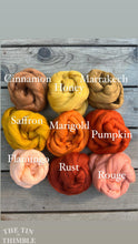 Load image into Gallery viewer, Pumpkin Superfine Merino Wool Roving - 1 oz - Nuno Felting / Wet Felting / Felting Supplies / Orange Roving / Extra Fine / Superfine Roving
