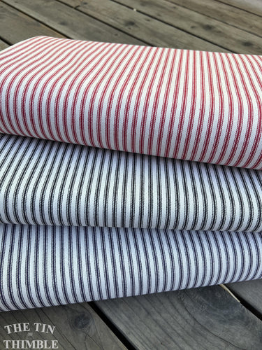 Cotton Ticking Stripe Fabric / 100% Cotton Ticking - 1 Yard - Cotton Fabric / Medium Weight / Classic Ticking Fabric