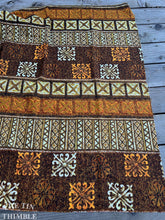 Load image into Gallery viewer, Vintage Authentic Polynesian Print Fabric - 2 1/4 Yards - Brown and Yellow Border Print Hawaiian Fabric - Textured Polyester Fabric
