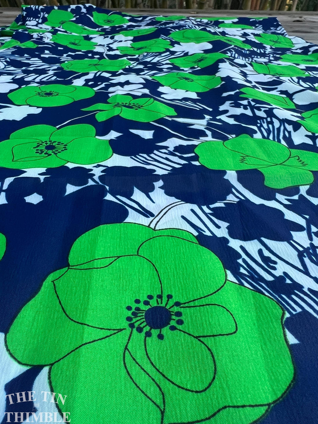 Authentic Vintage 1972 100% Polyester Floral Fabric - By the Yard