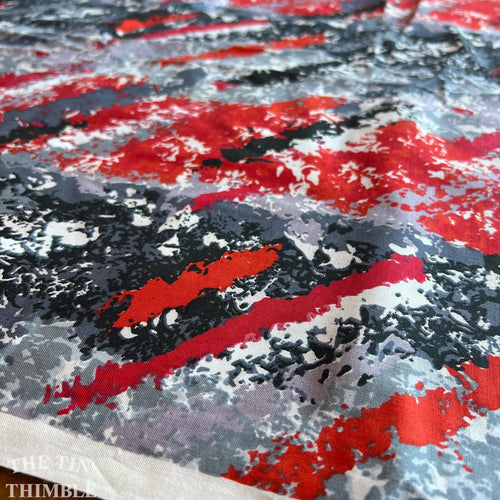 Vintage Cotton Quilting Weight Fabric - Red, Black and Grey - By the Yard