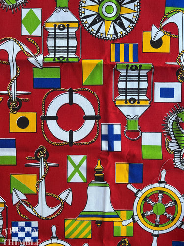 Vintage Nautical Polyester Fabric - 17