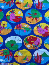 Load image into Gallery viewer, Authentic Vintage 1990s Tropical Theme Colorful Fabric - 1 1/2 Yards - Cotton/Poly Blend
