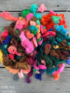 Hand Dyed Mystery Wool Fiber for Needle Felting, Wet Felting, Weaving and Crafts - Mixed Colors - 1 Ounce