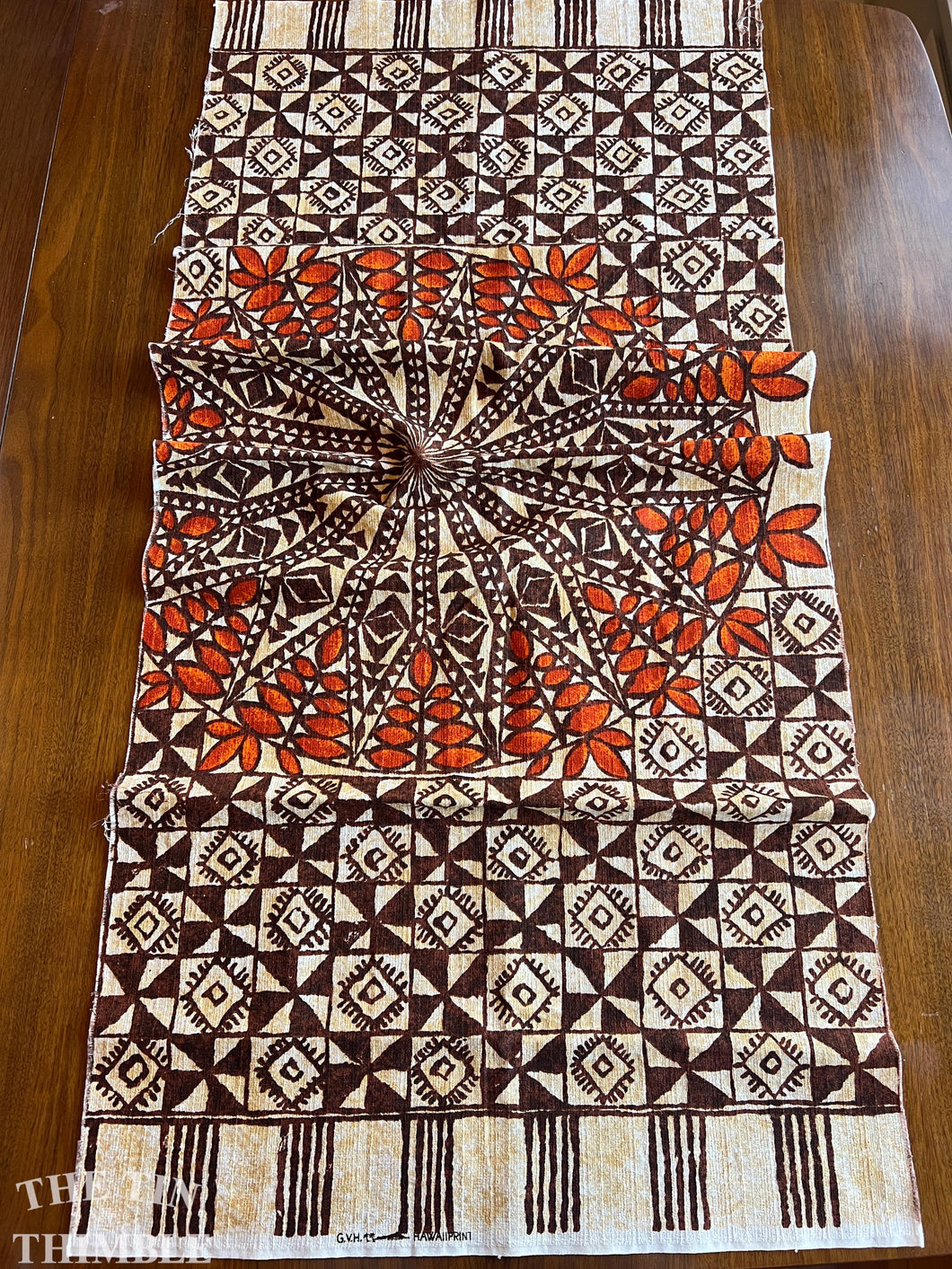 Vintage Authentic Polynesian Print Fabric - 19.5