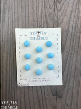 Load image into Gallery viewer, Authentic Vintage Powder Blue Faceted Glass Buttons - Card of Nine - 10mm or 3/8 Inch
