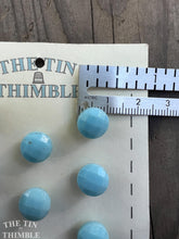 Load image into Gallery viewer, Authentic Vintage Powder Blue Faceted Glass Buttons - Card of Nine - 10mm or 3/8 Inch
