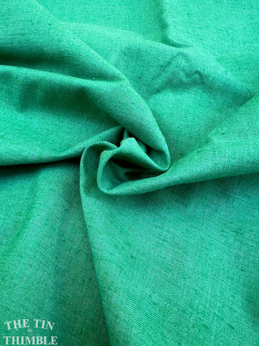 Vintage Kelly Green Kettle Cloth Fabric - By the Yard - Cotton/Poly Blend with Great Texture