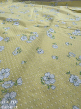 Load image into Gallery viewer, Dotted Swiss Fabric - Vintage 1970s Raised Dotted Swiss Piece in Yellow Floral - Cotton/Poly Blend - By the Yard x 45&quot; Wide
