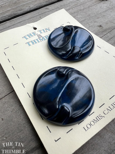 Vintage Celluloid Buttons - Dark Blue 1940s Buttons - 35mm