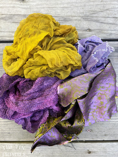 2 Ounces of 100% Pure Silk Scraps - Vintage, New, Hand Dyed Assortment of Silk Weights and Weaves - Great for Collage, Nuno and Wet Felting