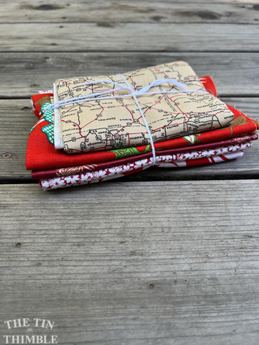 Fabric Scrap Bundle / Vintage and New Fabric Scraps / Cotton Fabric Destash Grab Bag / SB317
