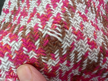 Load image into Gallery viewer, Authentic Vintage 1960s Wool Poly Blend Fabric - Large Pink Plaid - 56&quot; Wide - Flawed
