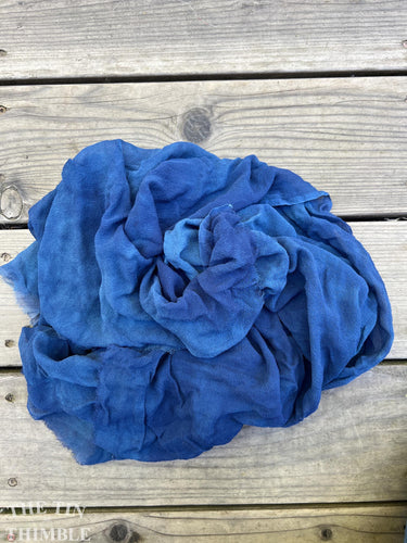 Hand Dyed Silk Chiffon by the Yard in Indigo Blue / Great for Nuno Felting / 1 Yard Cuts / 44/45