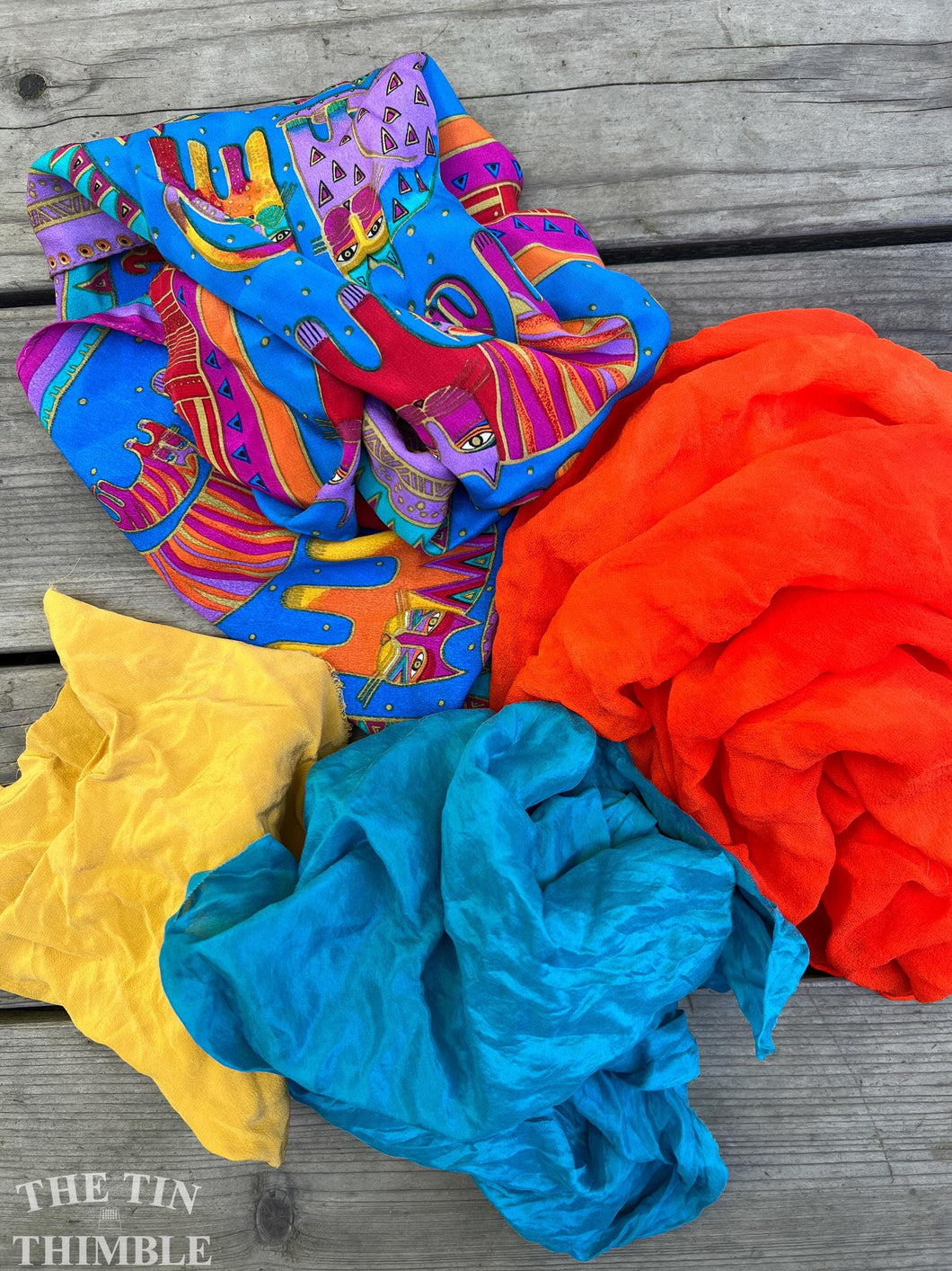 2 Ounces of 100% Pure Silk Scraps - Vintage, New, Hand Dyed Assortment of Silk Weights and Weaves - Great for Collage, Nuno and Wet Felting