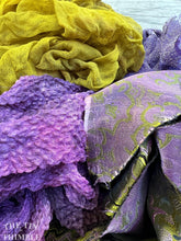 Load image into Gallery viewer, 2 Ounces of 100% Pure Silk Scraps - Vintage, New, Hand Dyed Assortment of Silk Weights and Weaves - Great for Collage, Nuno and Wet Felting
