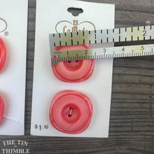 Load image into Gallery viewer, Vintage Buttons - Salmon Plastic Buttons - Card of Two - 25mm or 1 Inch
