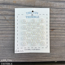 Load image into Gallery viewer, Authentic Vintage White Glass Buttons - Card of 23 - 10mm or 3/8 Inch
