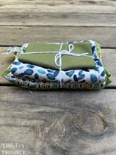 Load image into Gallery viewer, Fabric Scrap Bundle / Vintage and New Fabric Scraps / Cotton Fabric Destash Grab Bag / SB325 / Blue and Green
