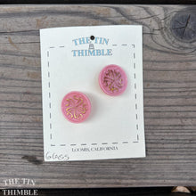 Load image into Gallery viewer, Authentic Vintage Pink Glass Buttons - Card of 2 - 22mm or 3/4 Inch
