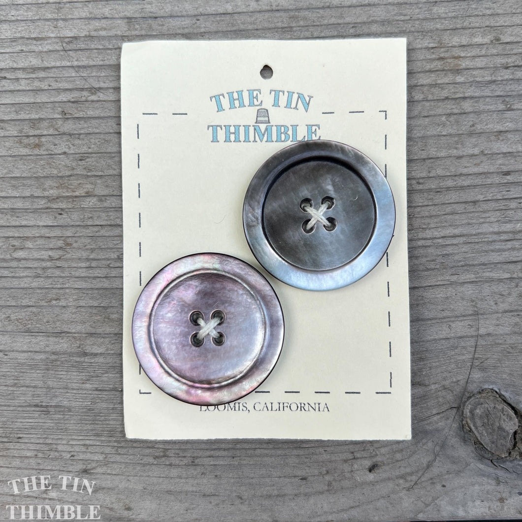Mother of Pearl Buttons - Card of 2 - 36mm or 1 3/8 Inch