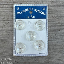 Load image into Gallery viewer, Vintage Plastic &#39;Fashionable Buttons&#39; Clear Plastic Buttons - Card of 5 - 20mm or 3/4 Inch
