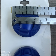 Load image into Gallery viewer, Vintage Plastic &#39;La Mode&#39; Blue Plastic Buttons - Card of 2 - 25mm or 1 Inch
