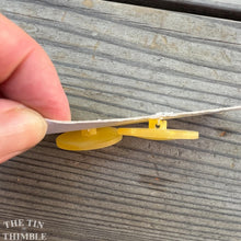 Load image into Gallery viewer, Vintage Buttons - Yellow Plastic Buttons - Card of Two - 30mm or 1 1/8 Inch
