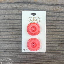 Load image into Gallery viewer, Vintage Buttons - Salmon Plastic Buttons - Card of Two - 25mm or 1 Inch
